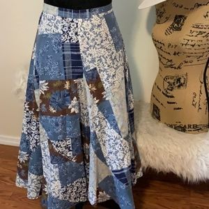 Boho blue floral maxi skirt size pl